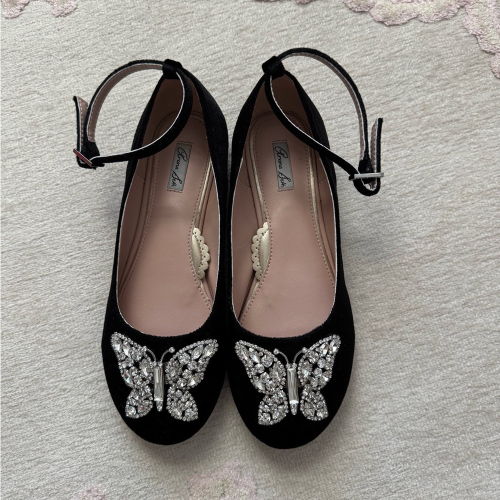 Elegant Black Dress Shoes with Silver Butterfly by Chanel